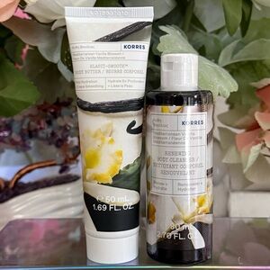 🆕🍨 KORRES “MEDITERRANEAN VANILLA BLOSSOM” TRAVEL SIZE BODY CARE SET. NEW SEALED